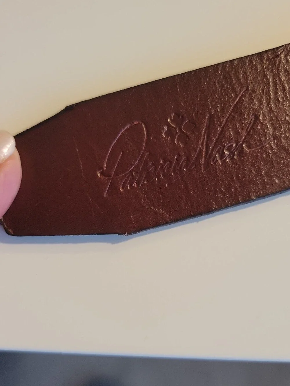 NWT Patricia Nash Pelosa Embossed Leather Belt, British Tan, Size L